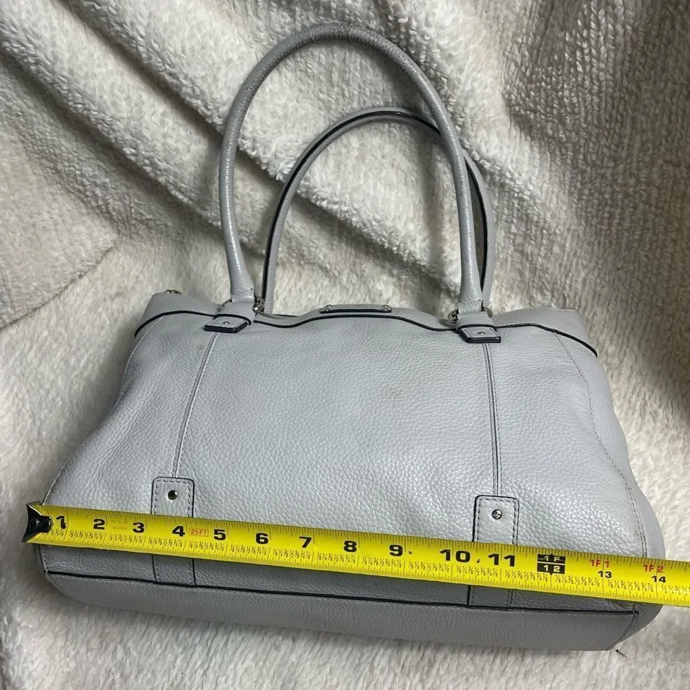 Kate Spade Elegant Gray Leather large Tote Bag silver tone hardwares .